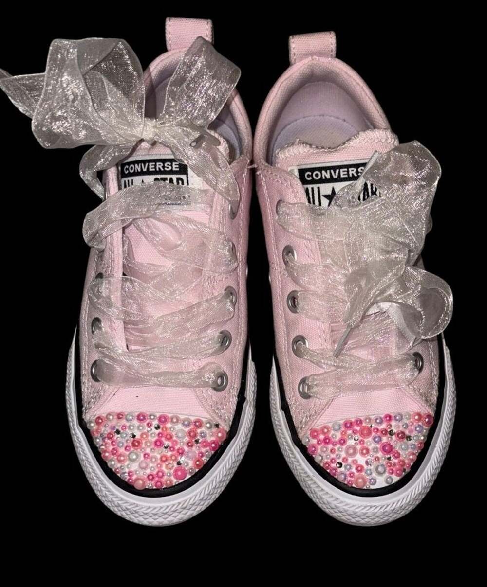 Converse All Star Size 12.5 Pink Pearl Bling Shoes